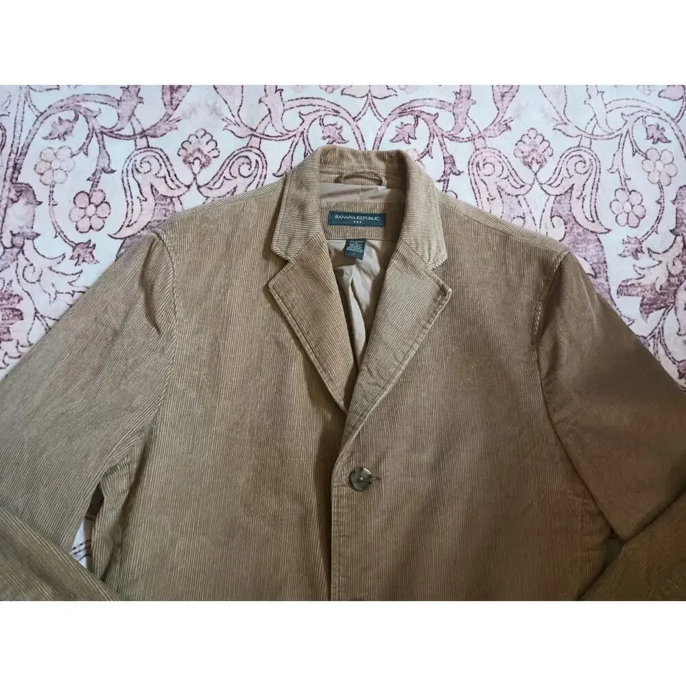 Banana Republic Mens Corduroy Blazer L Tan Academia Old Money Heritage Y2K